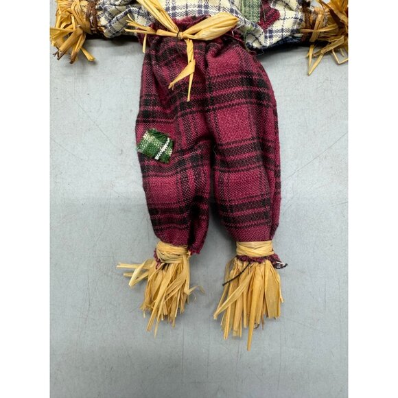 Handmade Rustic Scarecrow Ornament With Plaid Clothes & Wire to Hang READ - Picture 3 of 5